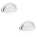 2 PACK Ridged Cup Handle Polished Chrome 76mm Centres Solid Brass Drawer Pull