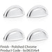 4 PACK Ridged Cup Handle Polished Chrome 76mm Centres Solid Brass Drawer Pull 1