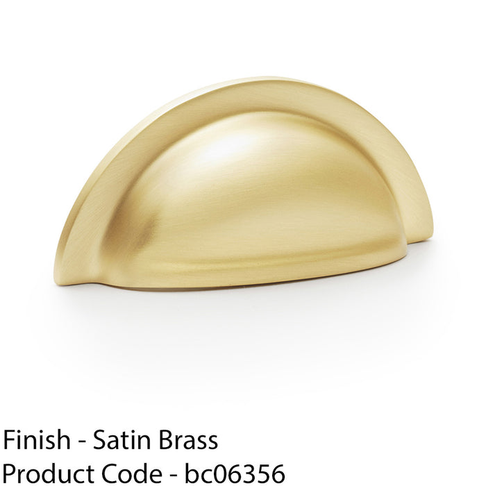 Ridged Cup Handle - Satin Brass - 76mm Centres Solid Brass Shaker Drawer Pull 1