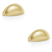 2 PACK Ridged Cup Handle Satin Brass 76mm Centres Solid Brass Shaker Drawer Pull