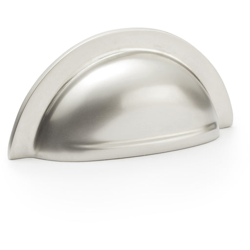 Ridged Cup Handle - Satin Nickel - 76mm Centres Solid Brass Shaker Drawer Pull