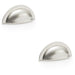 2 PACK Ridged Cup Handle Satin Nickel 76mm Centres Solid Brass Drawer Pull