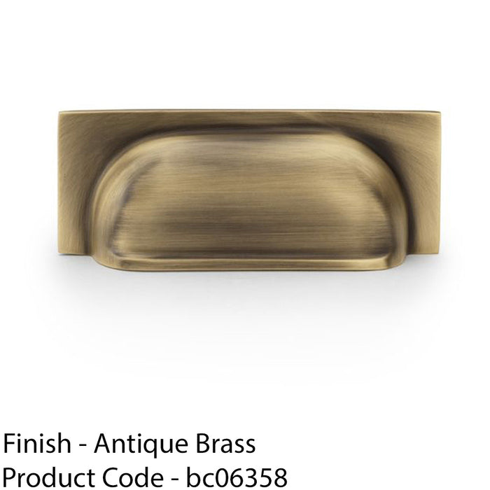 Backplate Cup Handle - Antique Brass 96mm Centres Solid Brass Shaker Drawer Pull 1