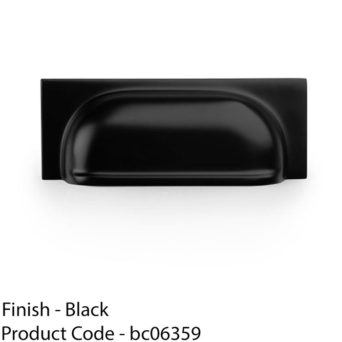 Backplate Cup Handle - Matt Black 96mm Centres Solid Brass Shaker Drawer Pull 1