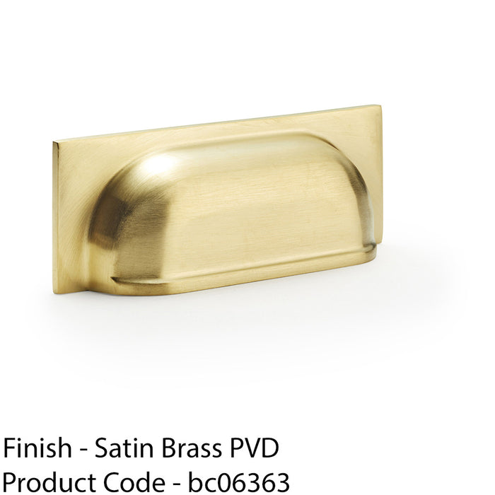Backplate Cup Handle - Satin Brass 96mm Centres Solid Brass Shaker Drawer Pull 1
