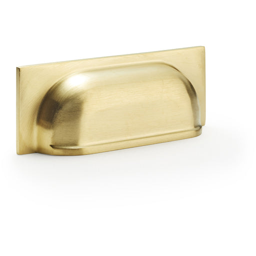 Backplate Cup Handle - Satin Brass 96mm Centres Solid Brass Shaker Drawer Pull