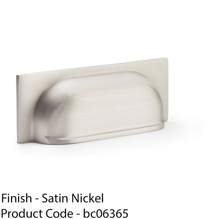 Backplate Cup Handle - Satin Nickel 96mm Centres Solid Brass Shaker Drawer Pull 1