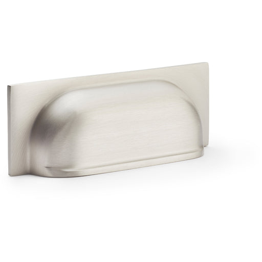 Backplate Cup Handle - Satin Nickel 96mm Centres Solid Brass Shaker Drawer Pull