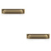 2 PACK Backplate Cup Handle Antique Brass 203mm Centres Solid Brass Drawer Pull