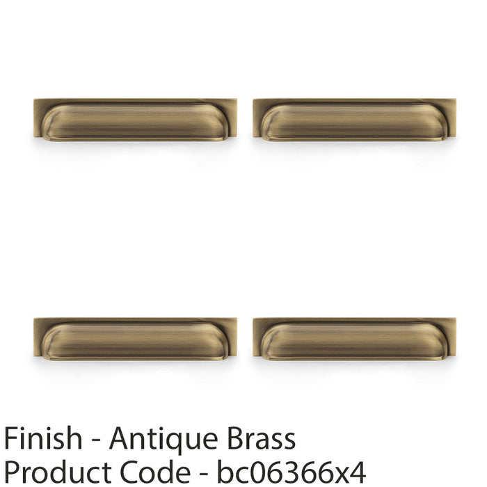 4 PACK Backplate Cup Handle Antique Brass 203mm Centres Solid Brass Drawer Pull 1