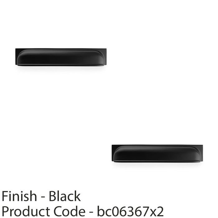 2 PACK Backplate Cup Handle Matt Black 203mm Centres Solid Brass Drawer Pull 1