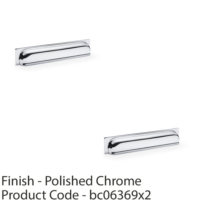 2 PACK Backplate Cup Handle Polished Chrome 203mm Solid Brass Shaker Drawer Pull 1