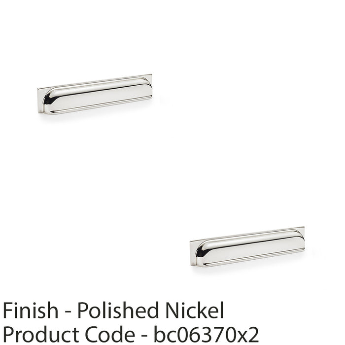 2 PACK Backplate Cup Handle Polished Nickel 203mm Solid Brass Shaker Drawer Pull 1
