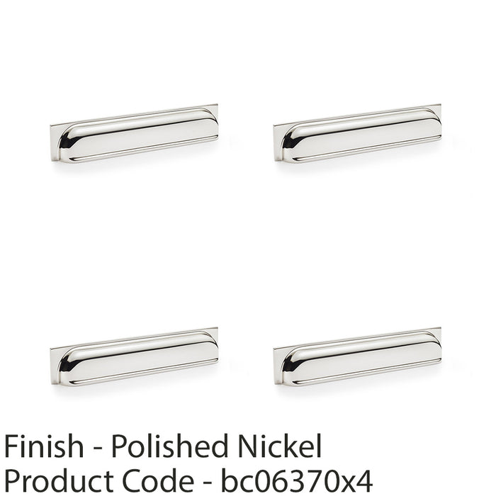 4 PACK Backplate Cup Handle Polished Nickel 203mm Centre Solid Brass Shaker Pull 1