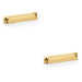 2 PACK Backplate Cup Handle Satin Brass 203mm Centres Solid Brass Drawer Pull