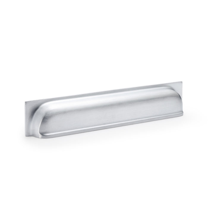 Backplate Cup Handle - Satin Chrome 203mm Centres Solid Brass Shaker Drawer Pull