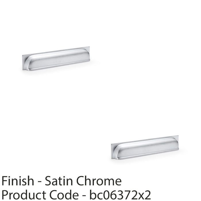 2 PACK Backplate Cup Handle Satin Chrome 203mm Centres Solid Brass Drawer Pull 1