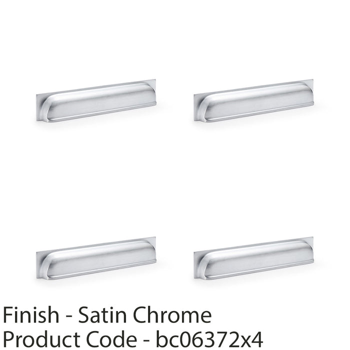 4 PACK Backplate Cup Handle Satin Chrome 203mm Centres Solid Brass Drawer Pull 1