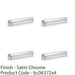 4 PACK Backplate Cup Handle Satin Chrome 203mm Centres Solid Brass Drawer Pull 1
