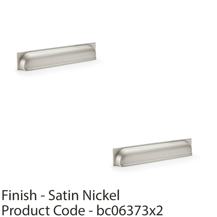 2 PACK Backplate Cup Handle Satin Nickel 203mm Centres Solid Brass Drawer Pull 1