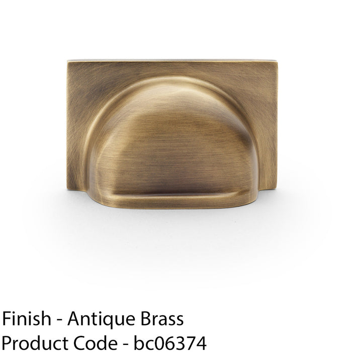 Backplate Cup Handle - Antique Brass 40mm Centres Solid Brass Shaker Drawer Pull 1