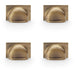 4 PACK Backplate Cup Handle Antique Brass 40mm Centres Solid Brass Drawer Pull