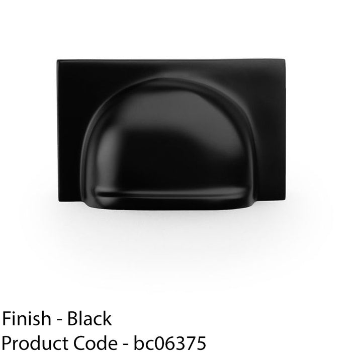 Backplate Cup Handle - Matt Black 40mm Centres Solid Brass Shaker Drawer Pull 1