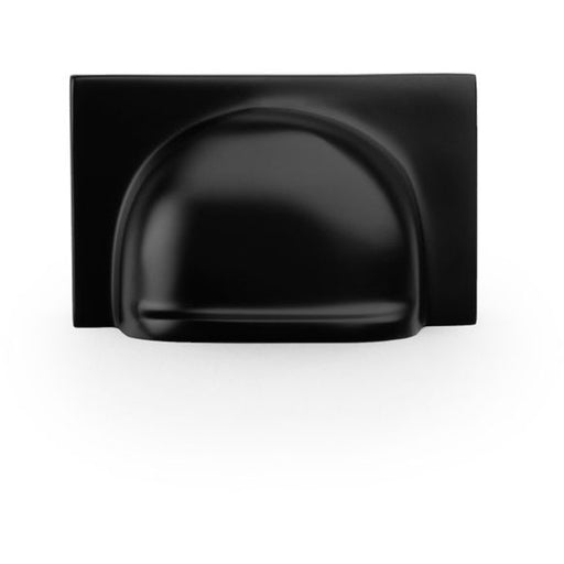 Backplate Cup Handle - Matt Black 40mm Centres Solid Brass Shaker Drawer Pull