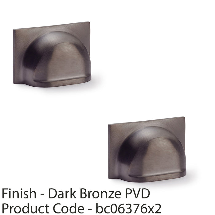 2 PACK Backplate Cup Handle Dark Bronze 40mm Centres Solid Brass Drawer Pull 1