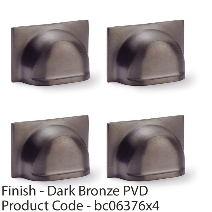 4 PACK Backplate Cup Handle Dark Bronze 40mm Centres Solid Brass Drawer Pull 1