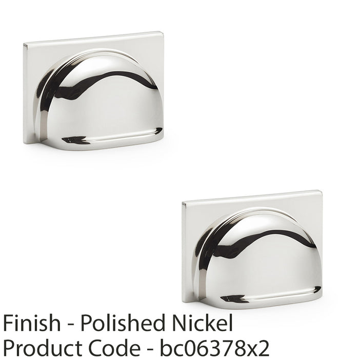 2 PACK Backplate Cup Handle Polished Nickel 40mm Solid Brass Shaker Drawer Pull 1