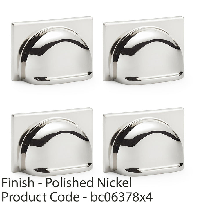 4 PACK Backplate Cup Handle Polished Nickel 40mm Centres Solid Brass Shaker Pull 1