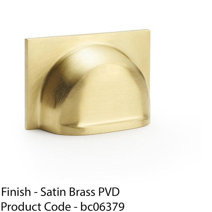 Backplate Cup Handle - Satin Brass 40mm Centres Solid Brass Shaker Drawer Pull 1