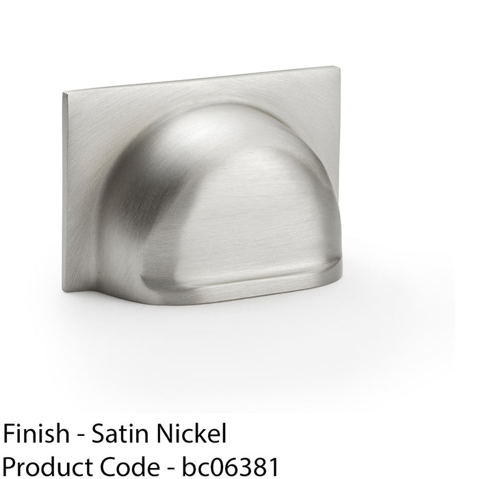 Backplate Cup Handle - Satin Nickel 40mm Centres Solid Brass Shaker Drawer Pull 1