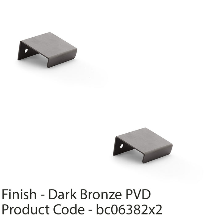 2x Flat Slim Cabinet Finger Pull Handle Semi Concealed 37mm Width Dark Bronze 1