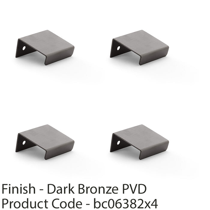 4x Flat Slim Cabinet Finger Pull Handle Semi Concealed 37mm Width Dark Bronze 1