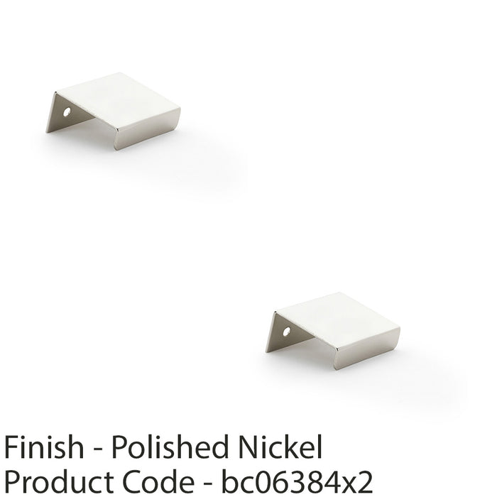 2 PACK Flat Slim Cabinet Finger Pull Handle Semi Concealed 37mm Polished Nickel 1