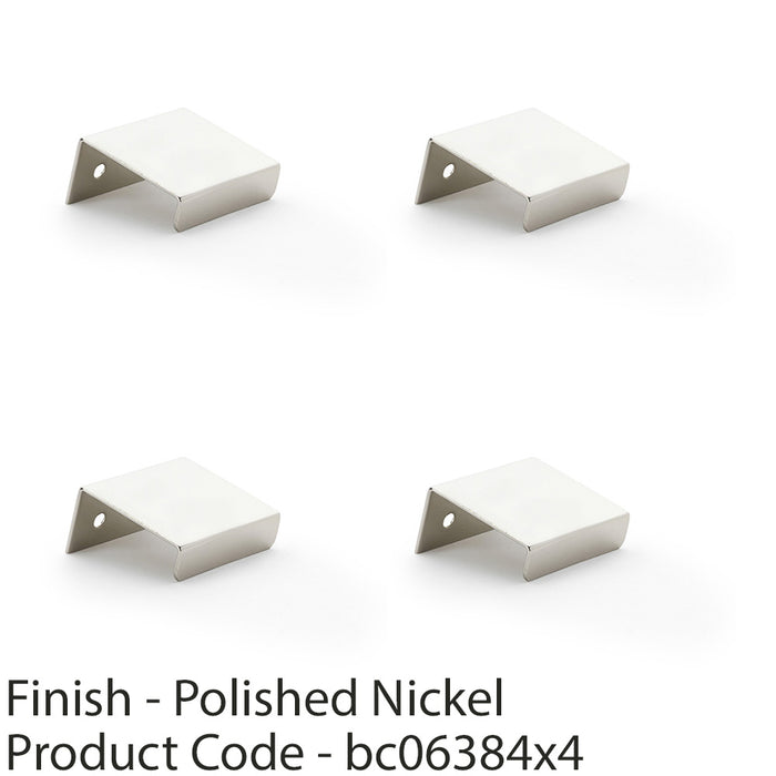 4 PACK Flat Slim Cabinet Finger Pull Handle Semi Concealed 37mm Polished Nickel 1