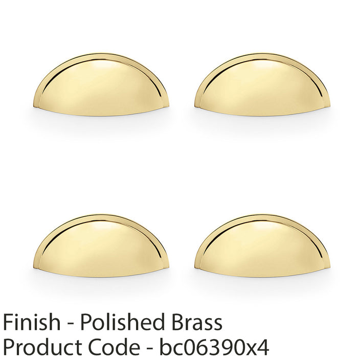 4 PACK Rear Cup Handle Polished Brass 57mm Centres Solid Brass Shaker Unit Pull 1