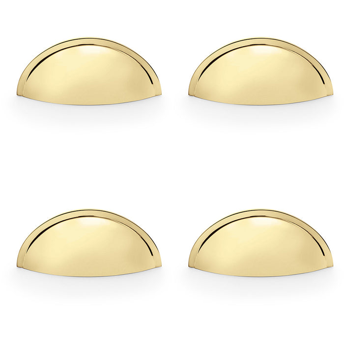 4 PACK Rear Cup Handle Polished Brass 57mm Centres Solid Brass Shaker Unit Pull