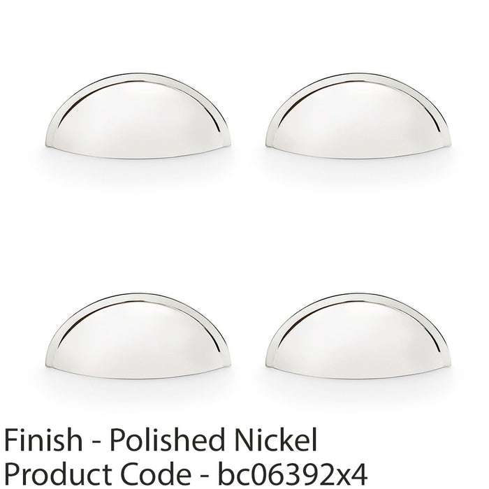 4 PACK Rear Fixing Cup Handle Polished Nickel 57mm Solid Brass Shaker Unit Pull 1