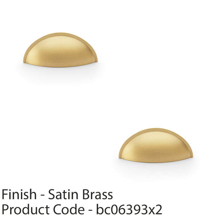 2 PACK Rear Cup Handle Satin Brass 57mm Centres Solid Brass Shaker Unit Pull 1