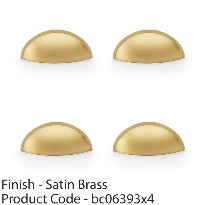 4 PACK Rear Cup Handle Satin Brass 57mm Centres Solid Brass Shaker Unit Pull 1