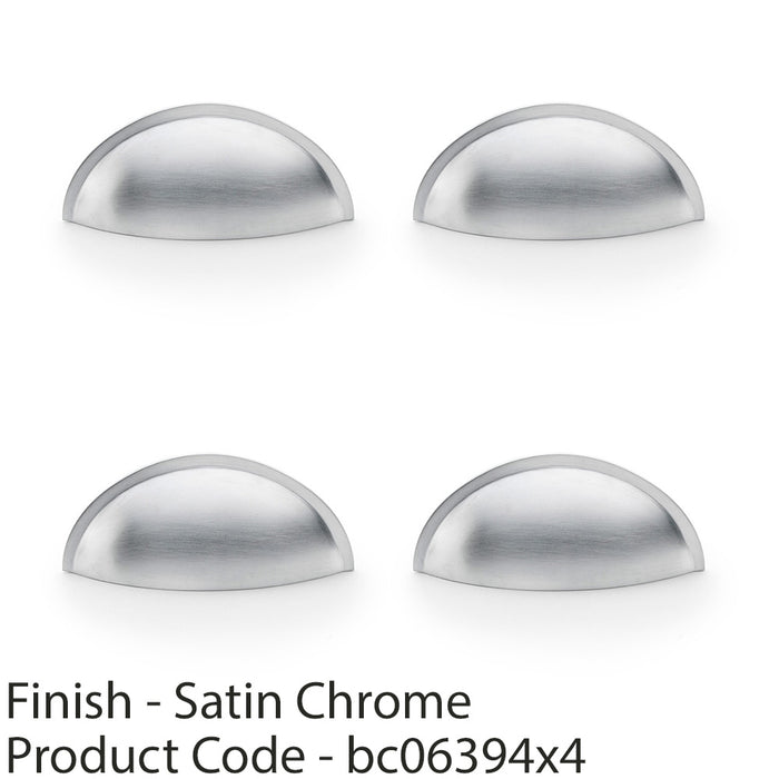 4 PACK Rear Cup Handle Satin Chrome 57mm Centres Solid Brass Shaker Unit Pull 1