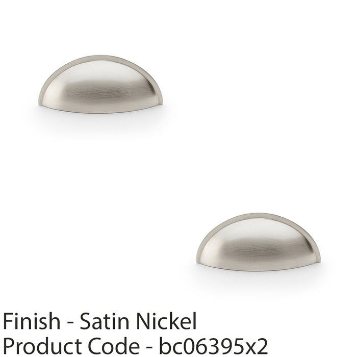 2 PACK Rear Cup Handle Satin Nickel 57mm Centres Solid Brass Shaker Unit Pull 1