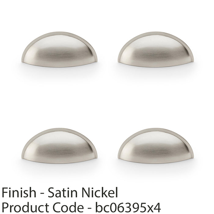 4 PACK Rear Cup Handle Satin Nickel 57mm Centres Solid Brass Shaker Unit Pull 1