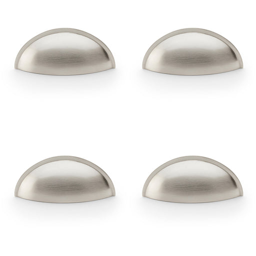 4 PACK Rear Cup Handle Satin Nickel 57mm Centres Solid Brass Shaker Unit Pull