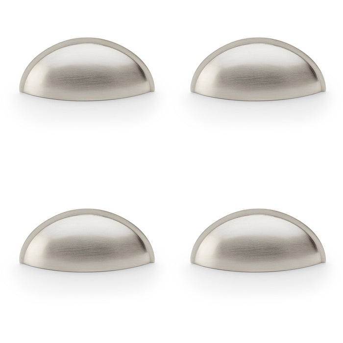 4 PACK Rear Cup Handle Satin Nickel 57mm Centres Solid Brass Shaker Unit Pull