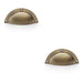 2 PACK Half Moon Cup Handle Antique Brass 86mm Centres Solid Brass Drawer Pull