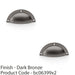 2 PACK Half Moon Cup Handle Dark Bronze 86mm Centres Solid Brass Drawer Pull 1